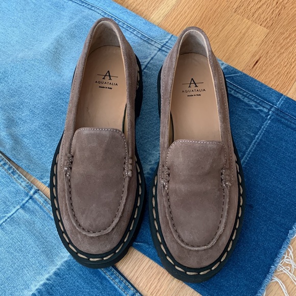 NIB Aquatalia Hayley Platform Loafer Water Resistant Suede - Picture 6 of 16